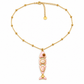 Collar de acero dorado con pez rosa