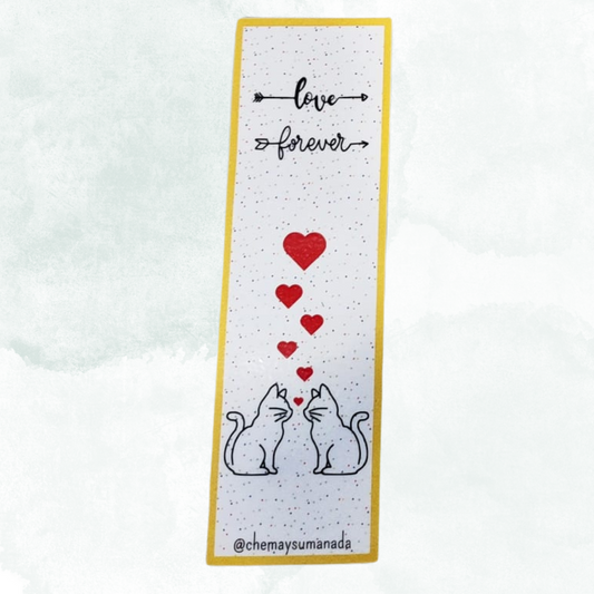 Marcapáginas con diseño de gatito "Love forever", color amarillo