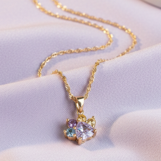 Collar Huella Multicolor – Plata de Ley Chapada en Oro