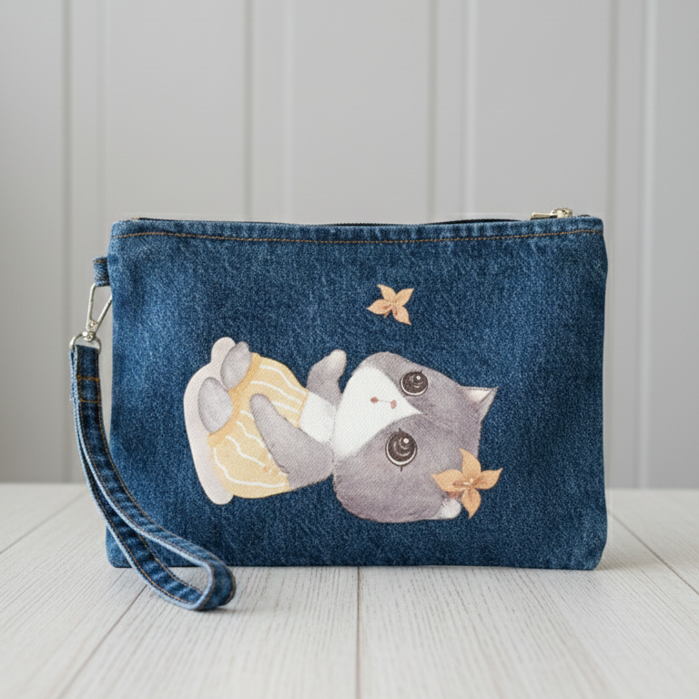 Bolso–Neceser Vaquero Gatita con flor