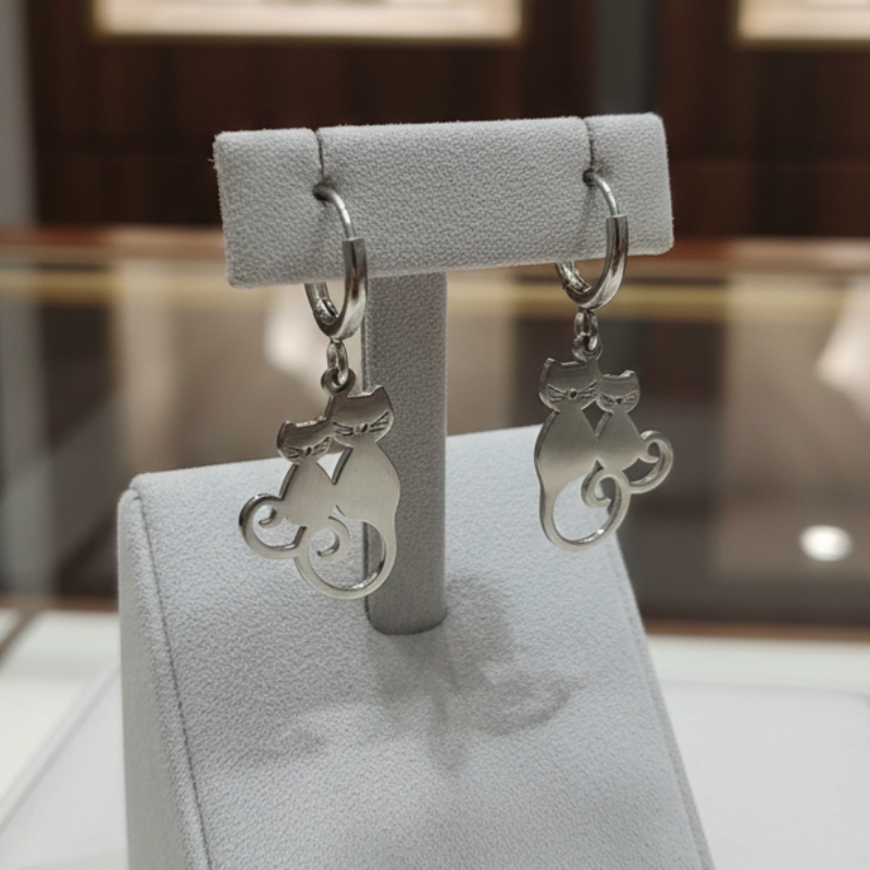 Pendientes Gatos Enamorados color Plata