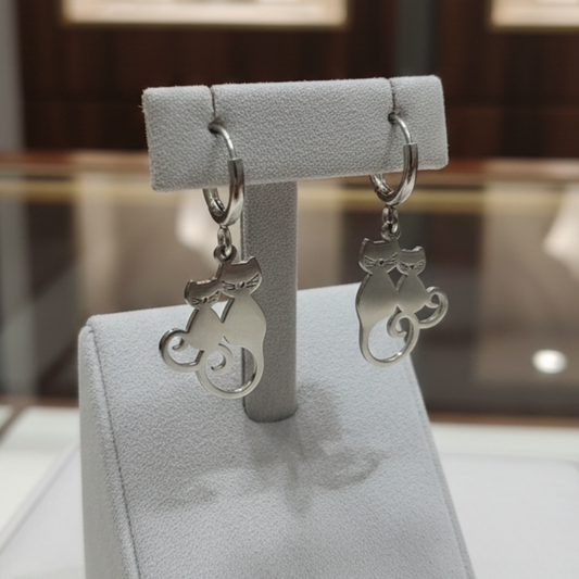 Pendientes Gatos Enamorados color Plata