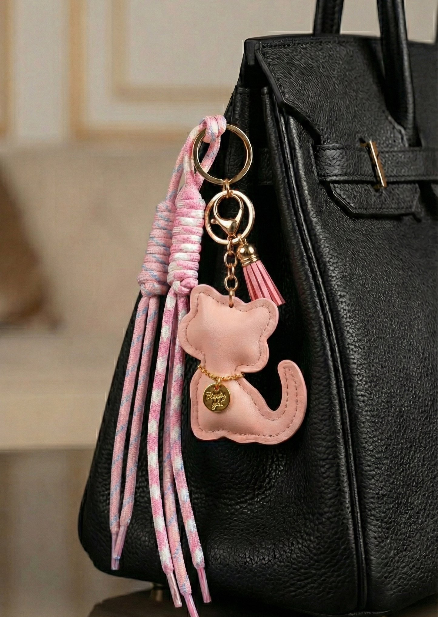 Llavero Colgante Gatuno para Bolso. Rosa