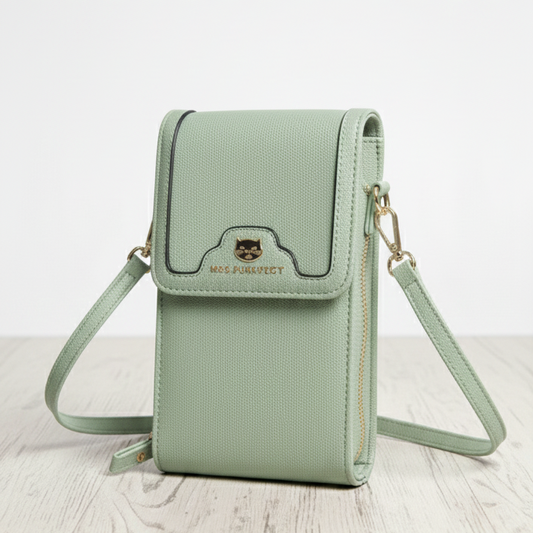 Bolso Mini Bandolera “Mrs. Purrfect” verde