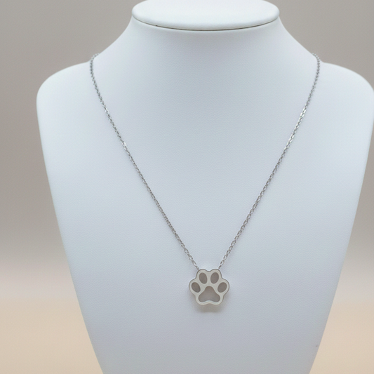 Collar Huella Minimalista Dorado Acero Inoxidable, color plata