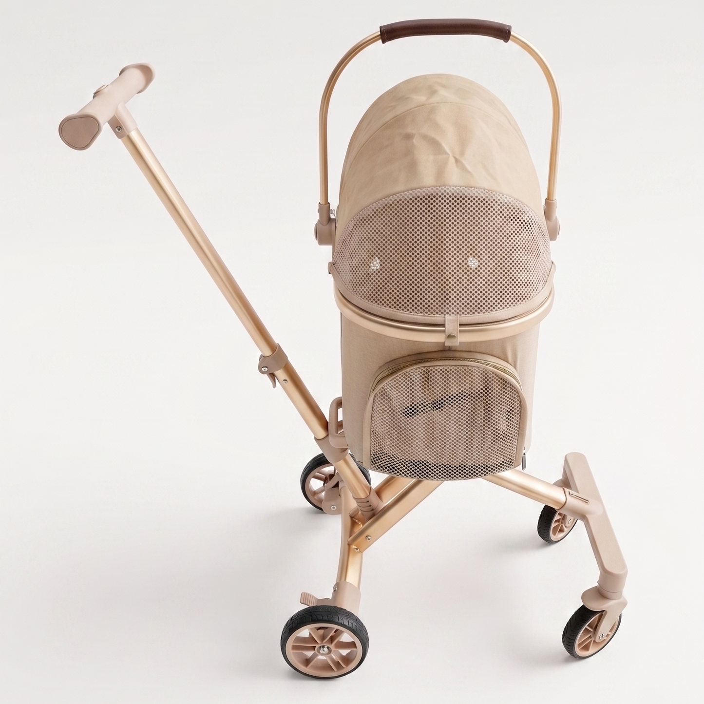 Cochecito plegable para mascotas. Color beige