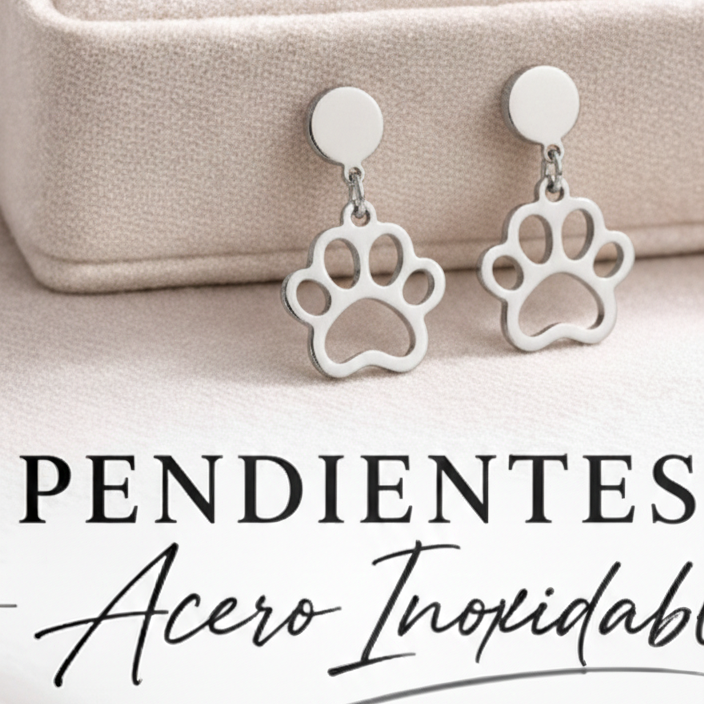 Pendientes con diseño de huella en color plata