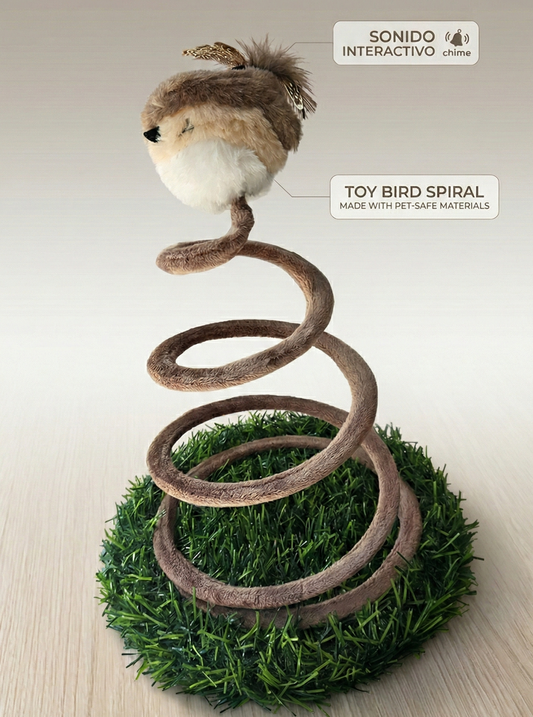 Juguete interactivo para gatos con muelle y pájaro sonoro