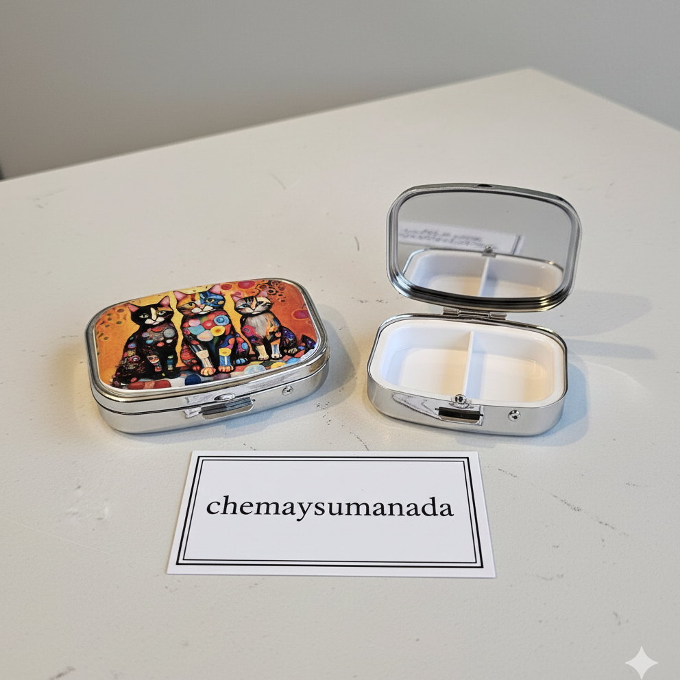 Pastillero Metálico Gatitos rectangular (envío aleatorio)