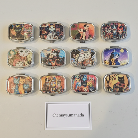 Pastillero Metálico Gatitos rectangular (envío aleatorio)