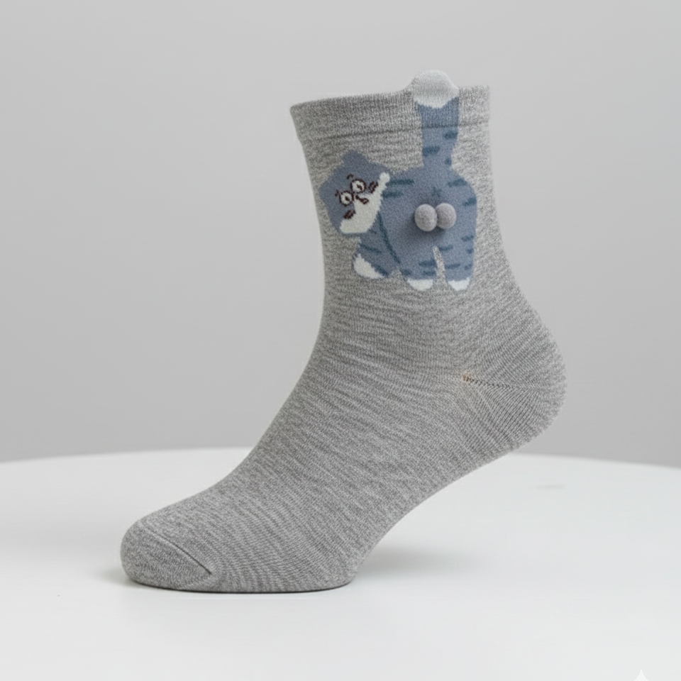 Calcetines Gatunos con Poder Ronroneo · Pack de 2 (Gris + Negro)