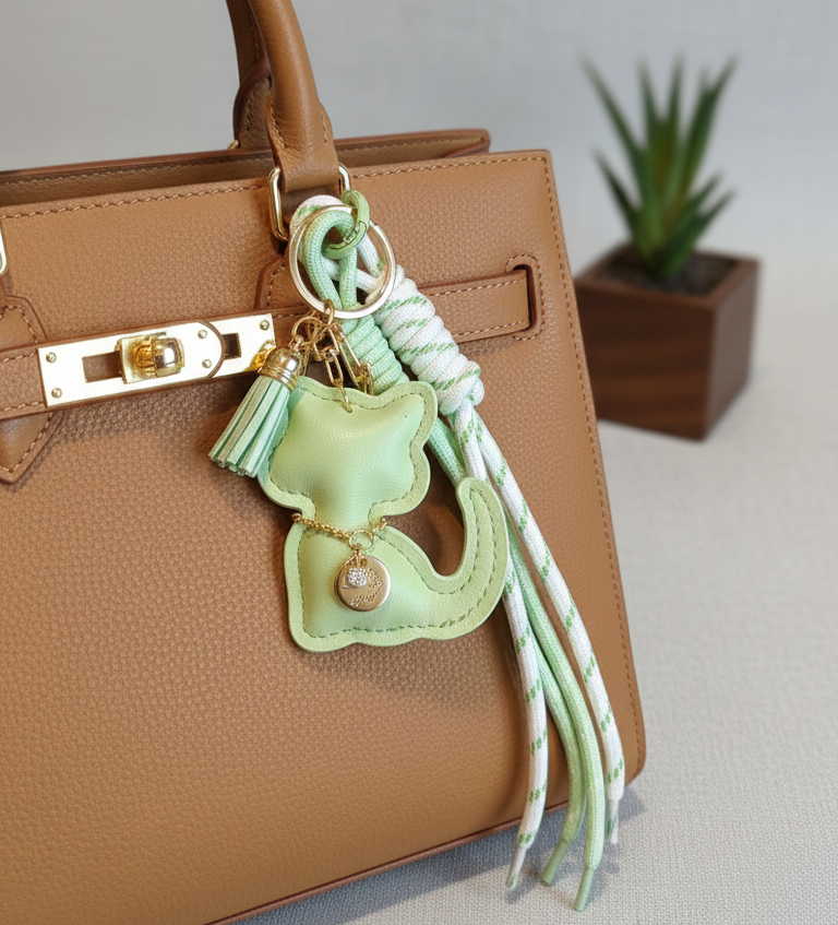 Llavero Colgante Gatuno para Bolso. Verde