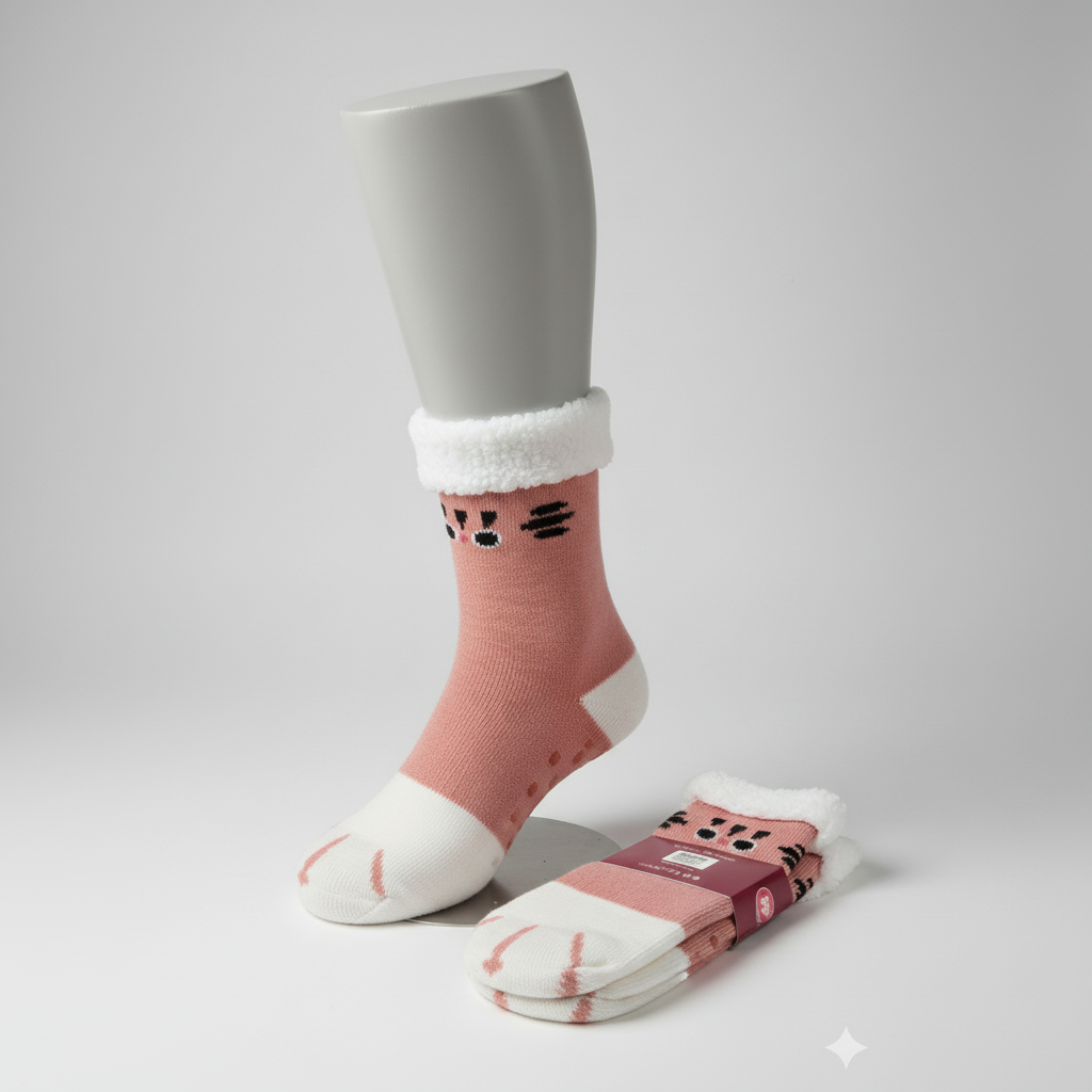 Calcetines Térmicos Gatunos Súper Calentitos-Rosa 🐾