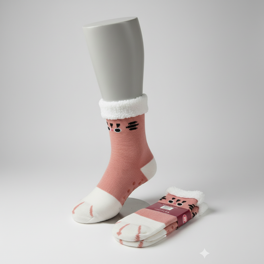 Calcetines Térmicos Gatunos Súper Calentitos-Rosa 🐾
