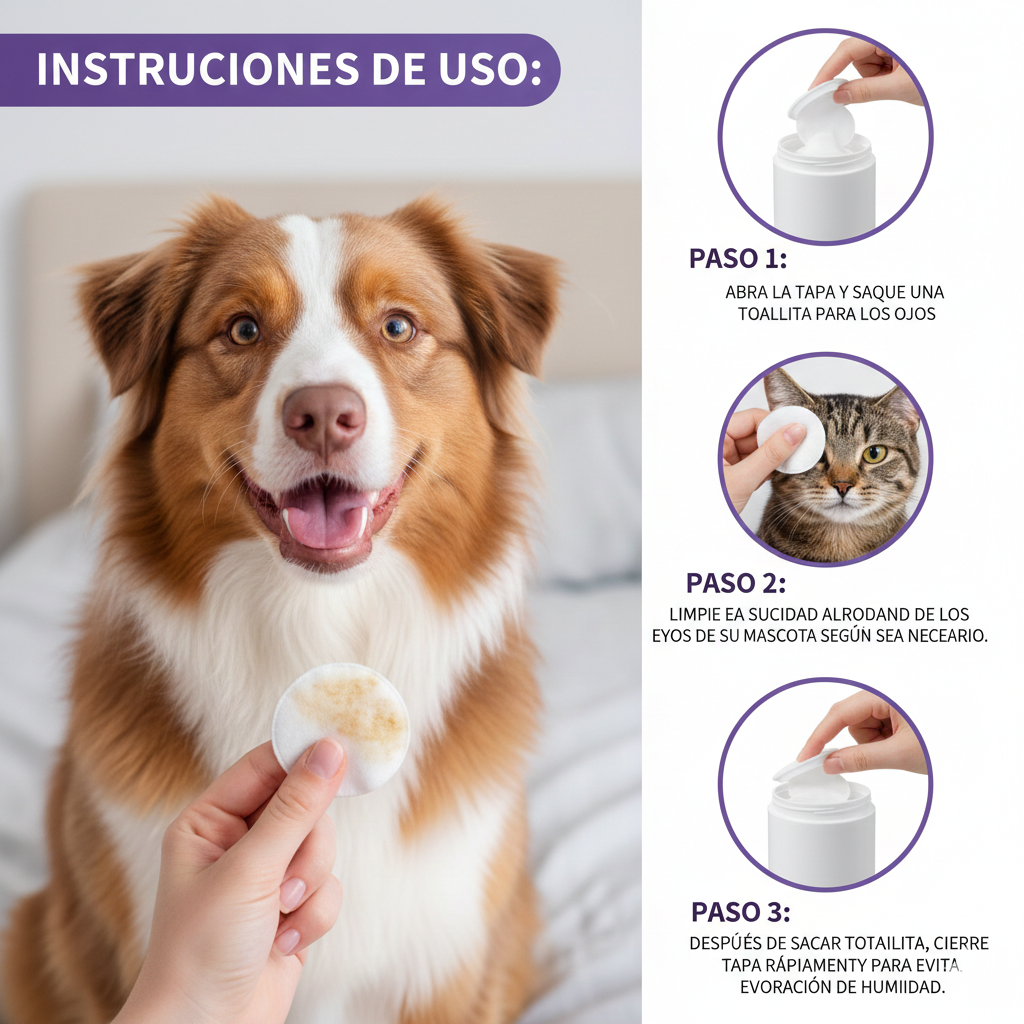 Toallitas limpiadoras de ojos para perros y gatos – 60 unidades