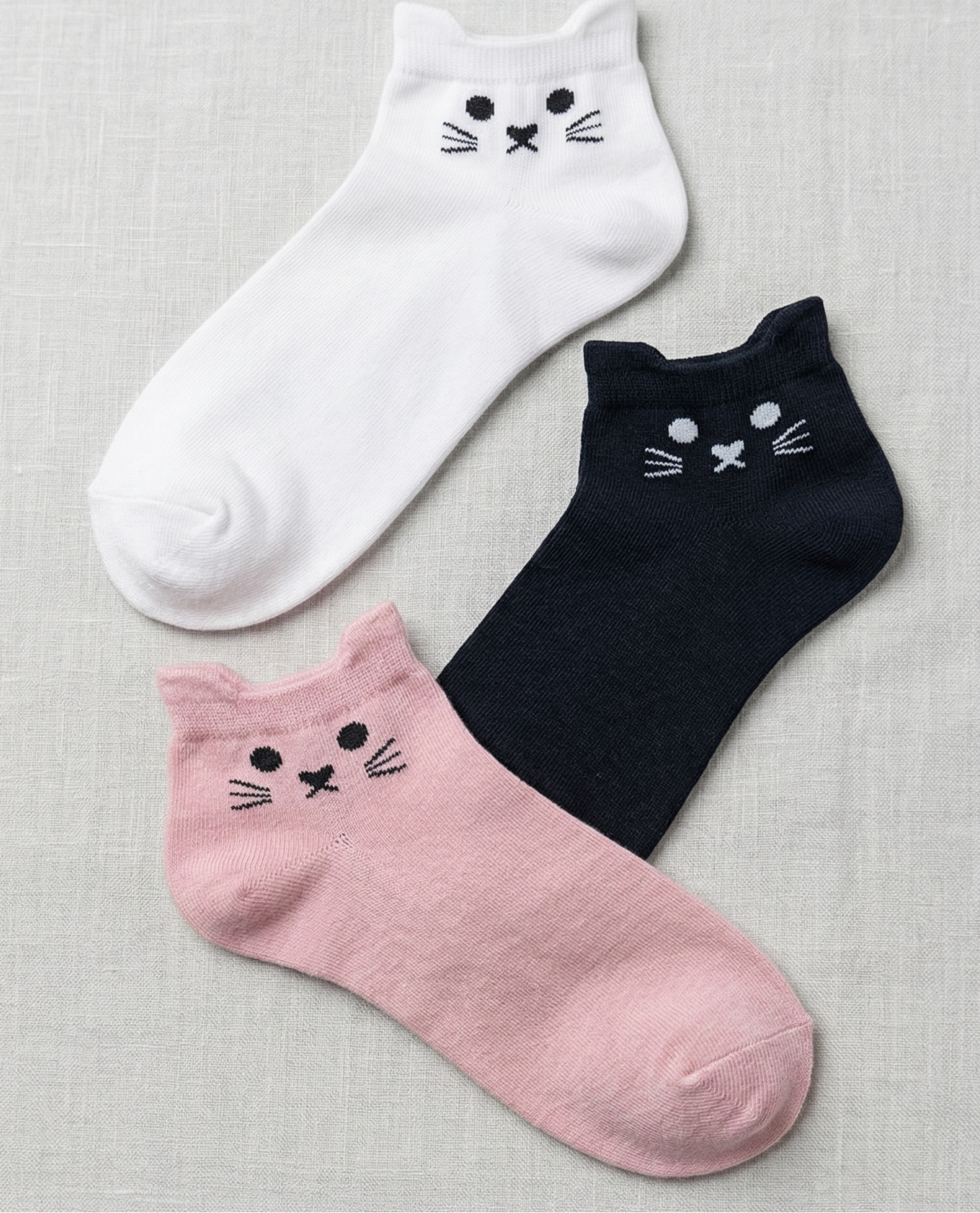 Calcetines tobilleros gato minimal. Pack 3 pares