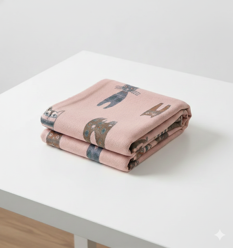 Bufanda Reversible Gatos – Color Rosa