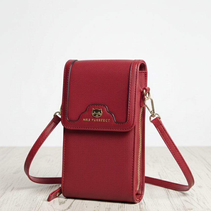Bolso Mini Bandolera “Mrs. Purrfect” roja