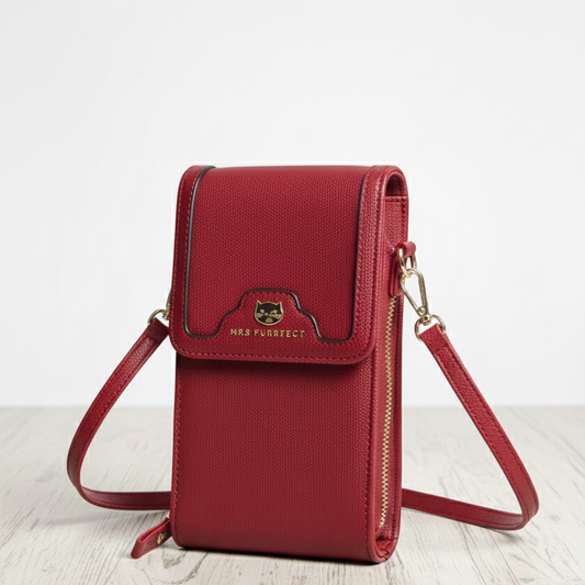 Bolso Mini Bandolera “Mrs. Purrfect” roja