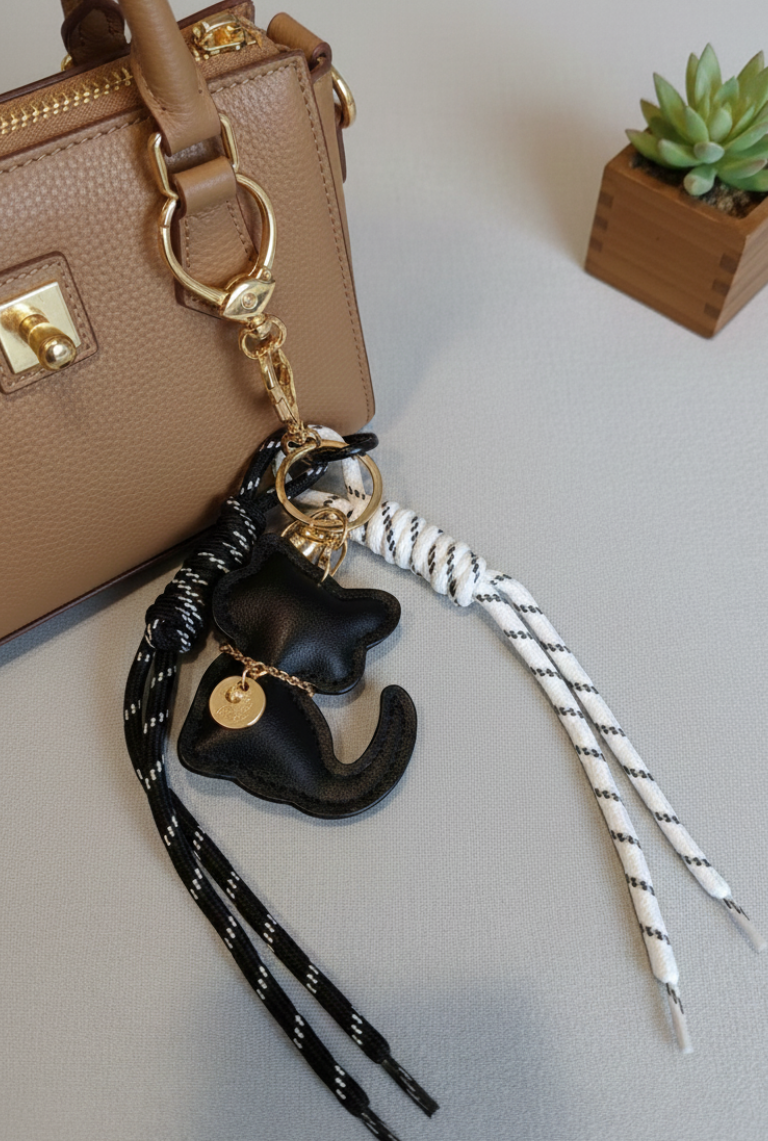 Llavero Colgante Gatuno para Bolso. Negro