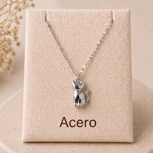 Collar Gatito de Acero Inoxidable – Minimalista y Encantador- color plata🐱✨