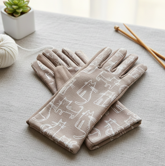 Guantes Gatunos Cozy Cat- beige