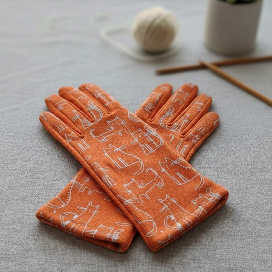 Guantes Gatunos Cozy Cat- naranja