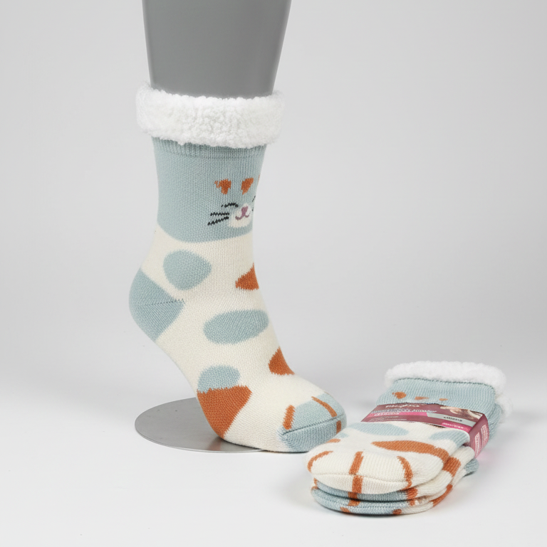 Calcetines Térmicos Gatunos Súper Calentitos-Gris y Naranja 🐾