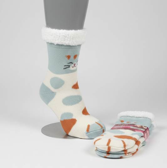 Calcetines Térmicos Gatunos Súper Calentitos-Gris y Naranja 🐾