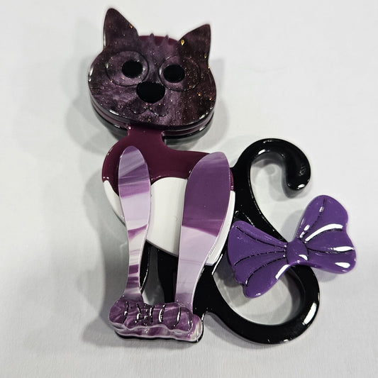 Broche Gato Lazo Violeta