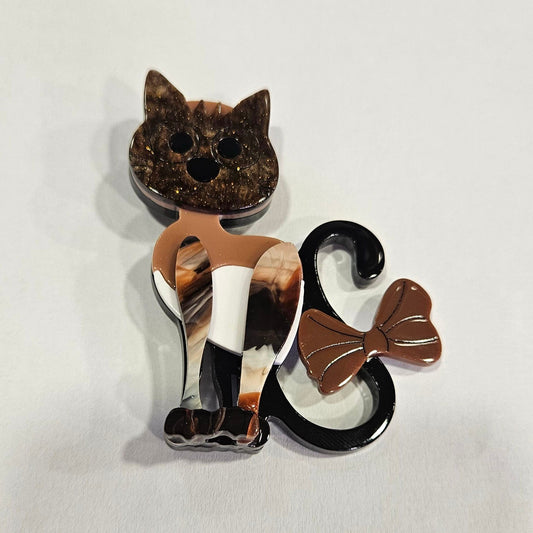 Broche Gato Lazo Marrón