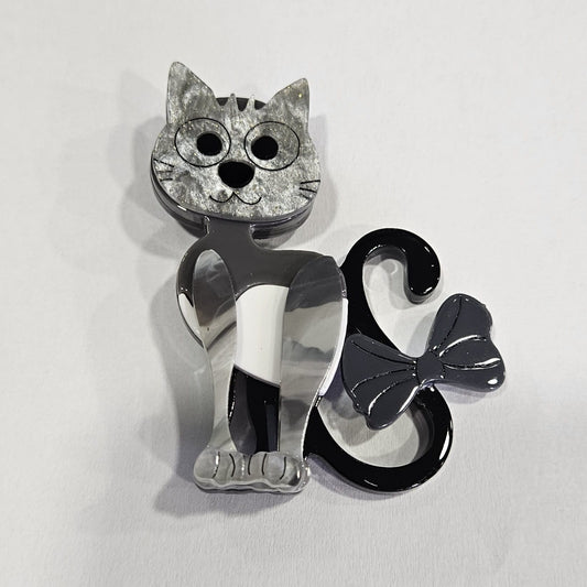 Broche Gato Lazo Gris