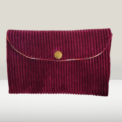Cartera Pana Burdeos Tribal hecha a mano