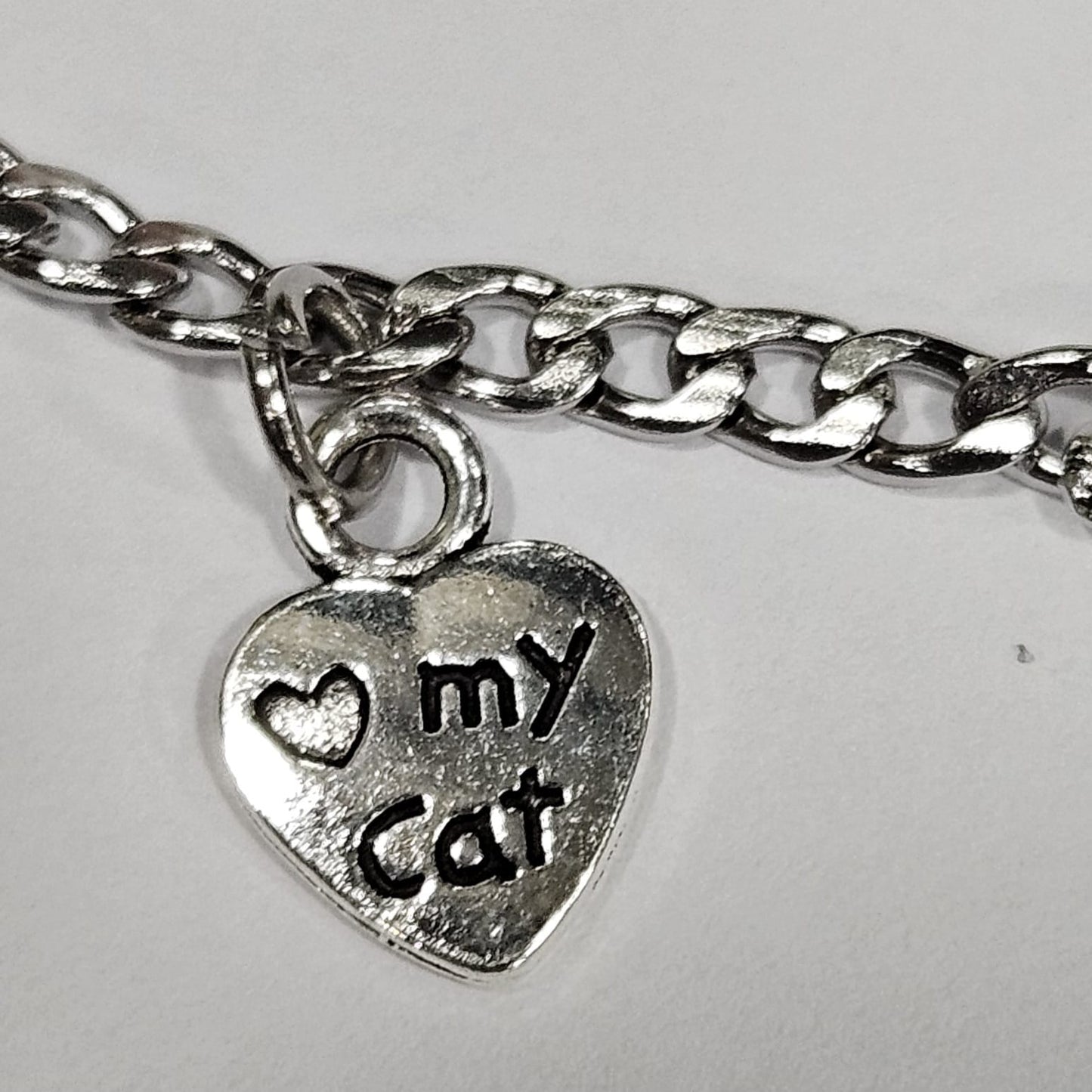 Pulsera de acero con estrellas y corazón con frase "my cat"