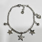 Pulsera de acero con estrellas y corazón con frase "my cat"