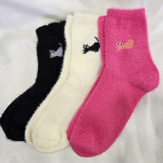 Calcetines pack de 3 pares tuesos con bordado de gatito