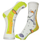 Calcetines blancos y verdes fluor con gatito universo