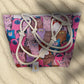 Bolsa grande para playa con gatitos en tono fucsia y el asa de cuerda