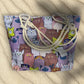 Bolsa grande para playa con gatitos de colores y el asa de cuerda