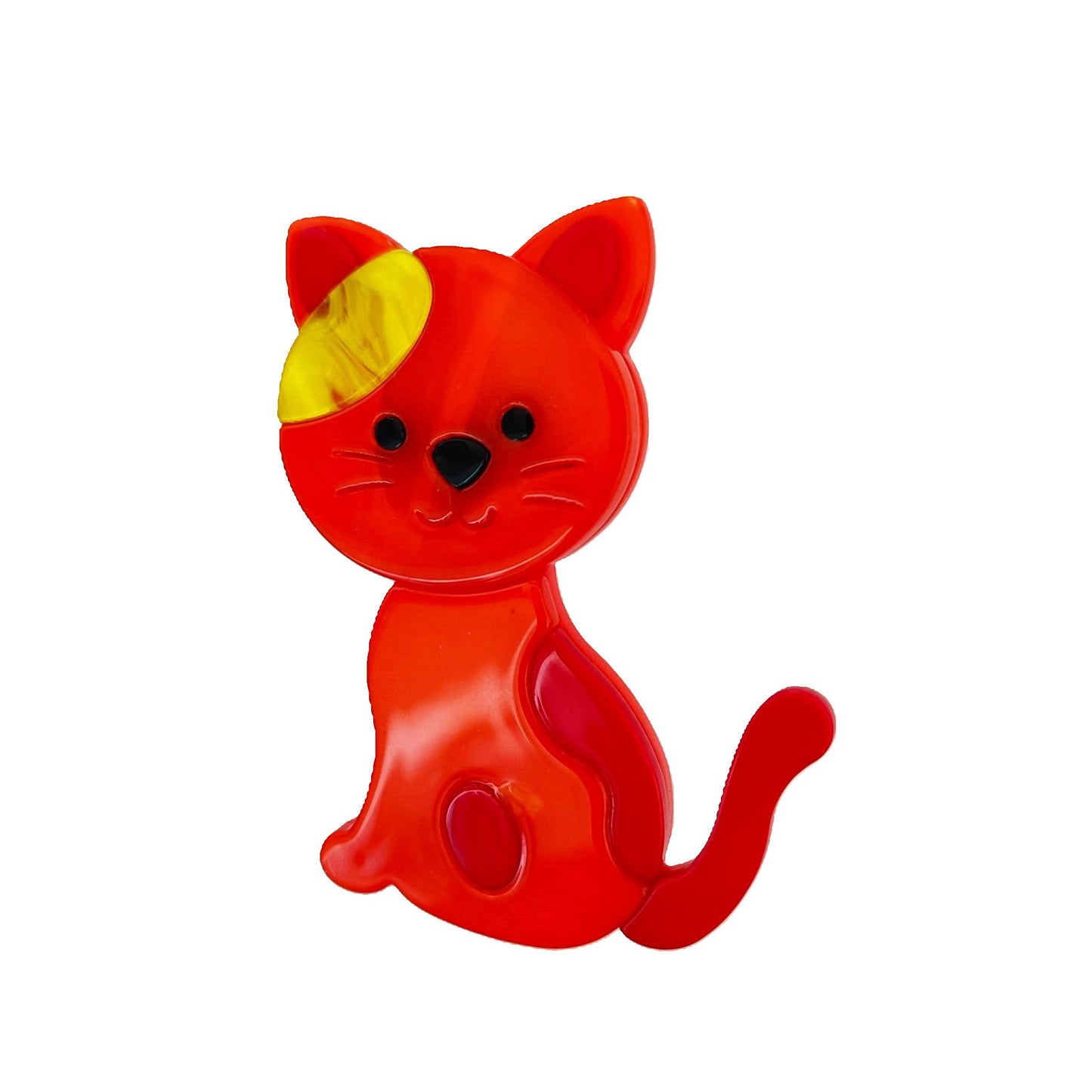 Broche de resina de gatito, color naranja