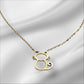 Collar de acero con gatito en dorado