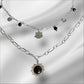 Collar Doble Eclipse de Acero con Detalles Negros