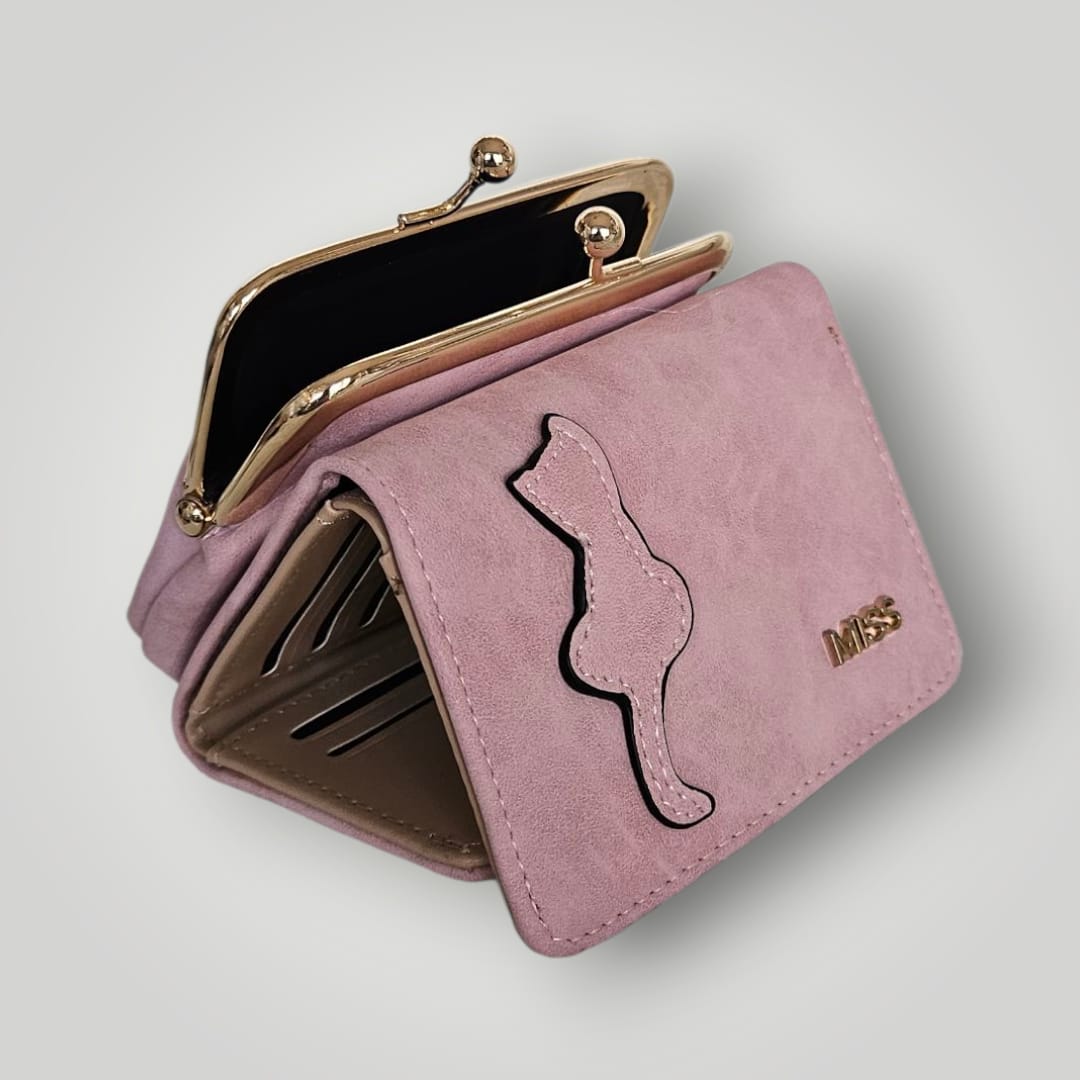 Monedero-billetero silueta de gato en color rosa