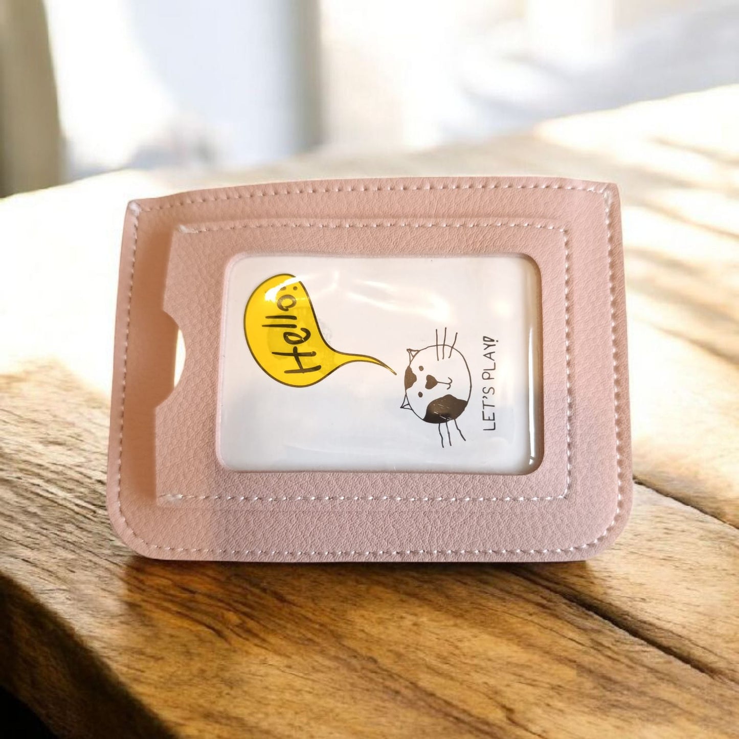 Tarjetero Gatuno con Pompon, color rosa