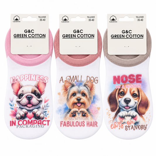 Pack de 3 Calcetines Tobilleros con Perritos