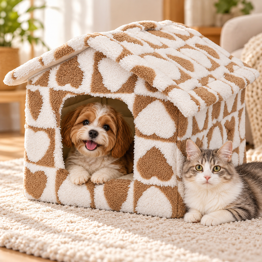 Casita acolchada para perro y gato Corazón – L