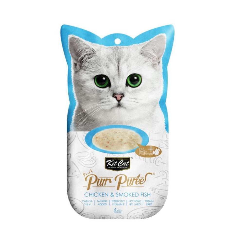 KIT CAT PURR PUREE - POLLO Y PESCADO AHUMADO 60G