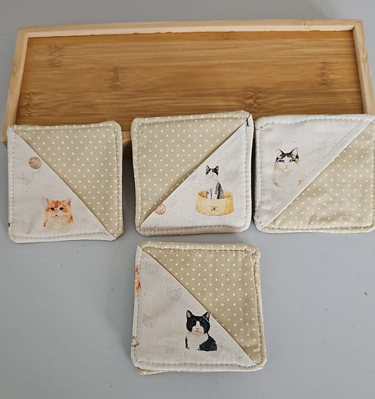 Marcápáginas de tela con estampado de gatitos lunares beige (envío estampado aleatorio)