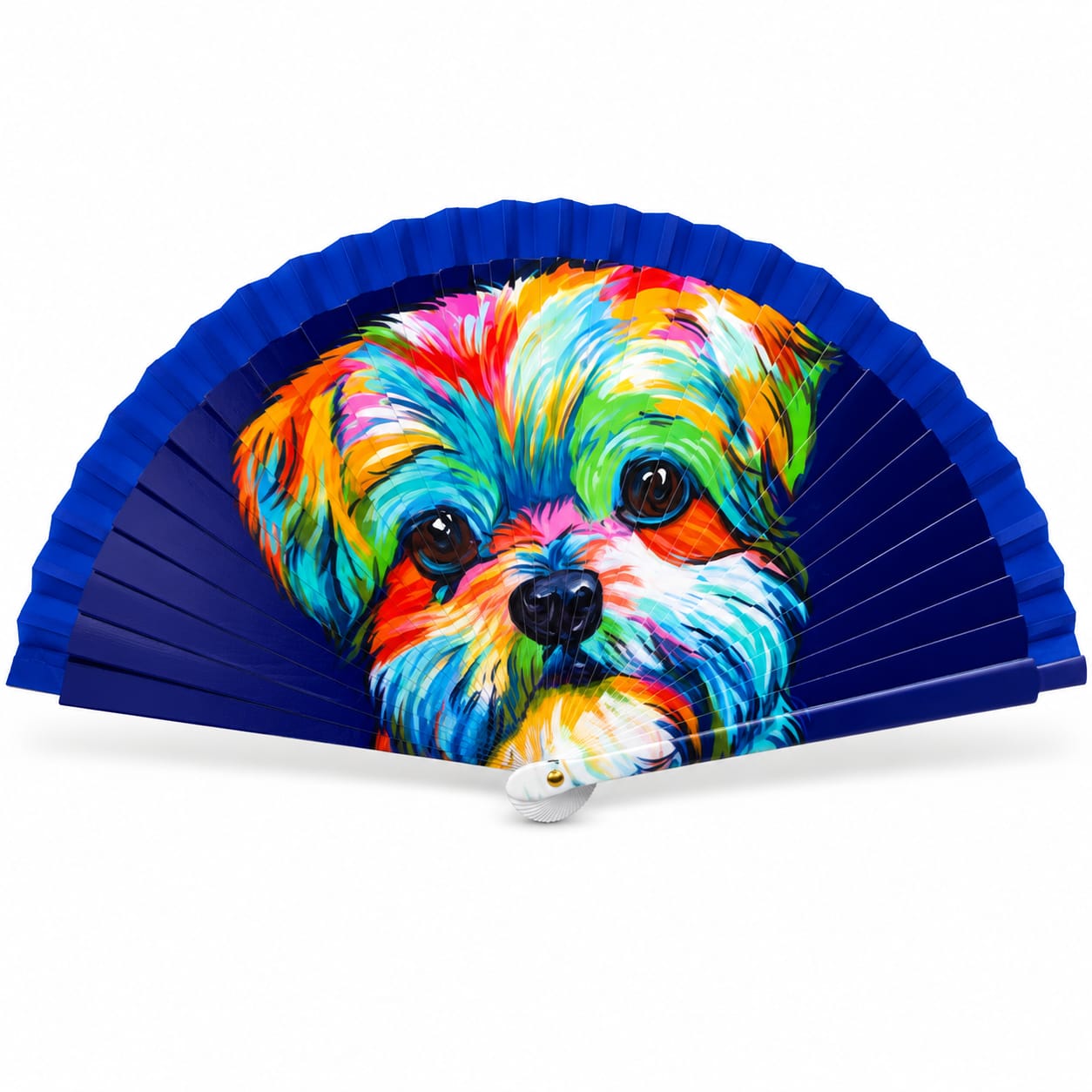 Abanico Perrito Pop Art Multicolor Azul