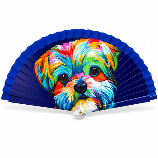 Abanico Perrito Pop Art Multicolor Azul